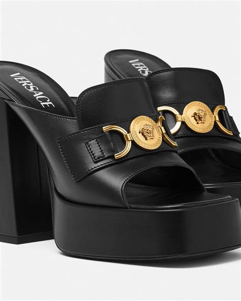 versace medusa chain leather sandals|versace platform medusa.